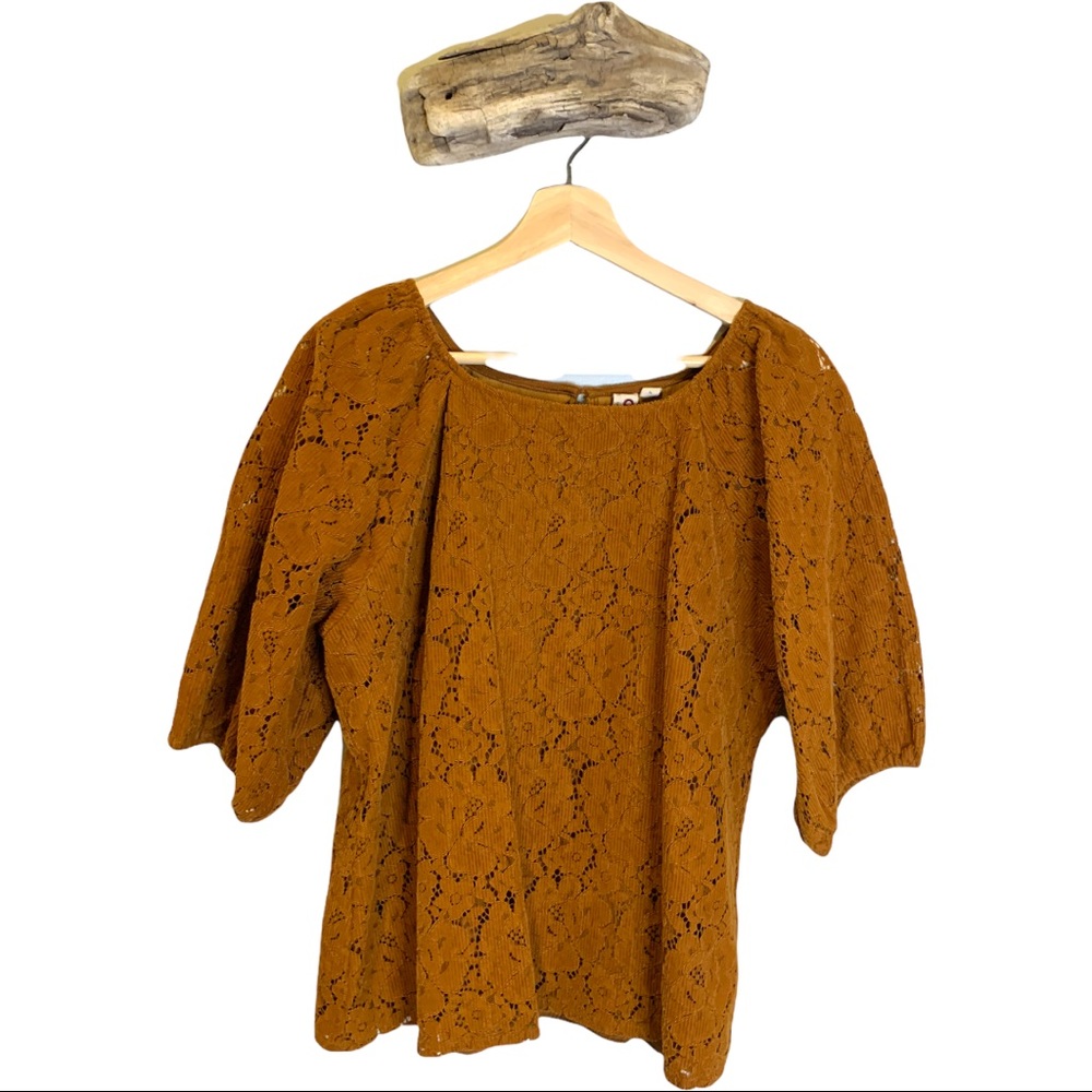 Anthropologie Orange Lace Blouse